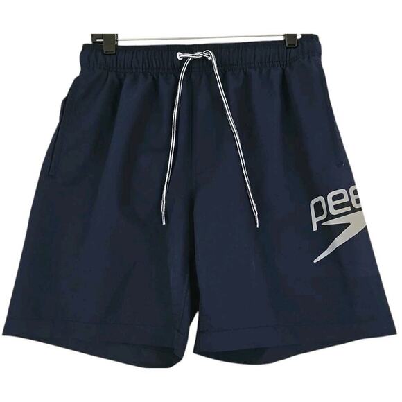 Speedo Swim Trunks Mens Size M Navy Blue Lined Bathing Pocket Beach Shorts. - Picture 1 of 13